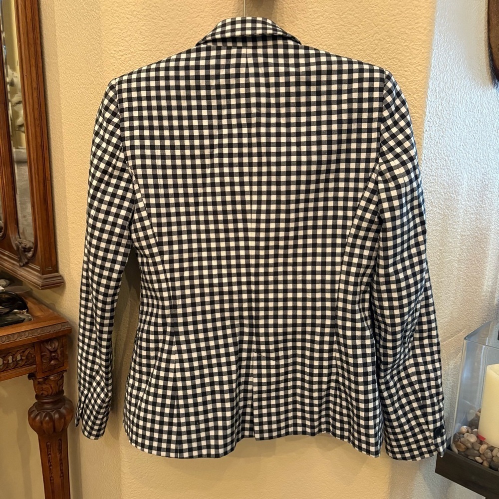 ZARA Women Black White Gingham Blazer Size Small - Picture 3 of 5